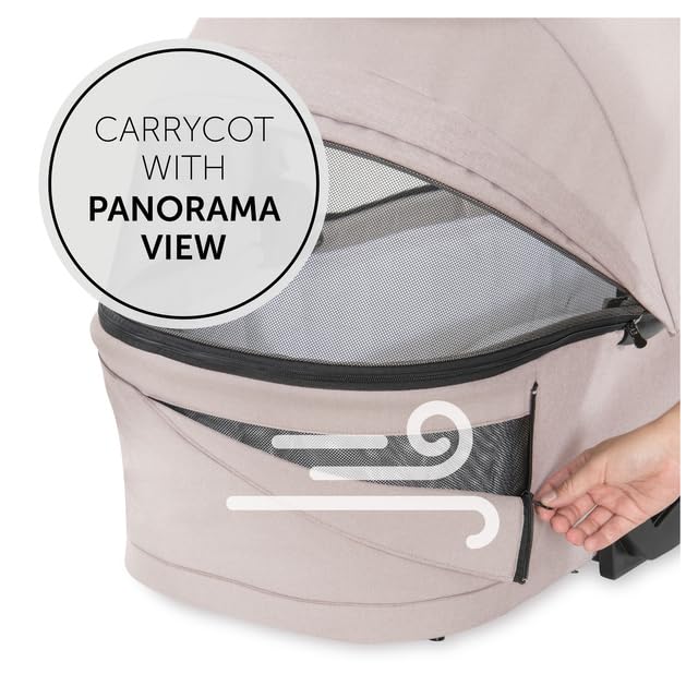 Image of Hauck Vision X Set 2 in 1 Pram & Stroller - Premium Pushchair with Carrycot, Reversible Seat, One-Hand Recline, UPF 50+ Canopy, Rubber Wheels, Foldable Design, Suitable from Birth to 4 Years (Up to 22 kg), Melange Beige