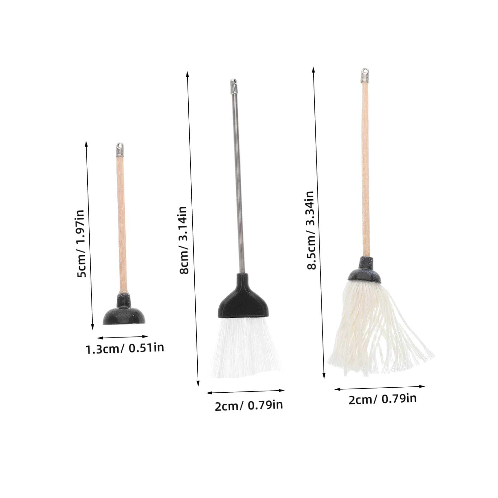 LIOOBO Mini Mop Broom Set for Dollhouse Boys and Girls Industrial Floor Mop Dollhouse Tool Set Miniature Cleaning Equipment Bath Dolls Accessories