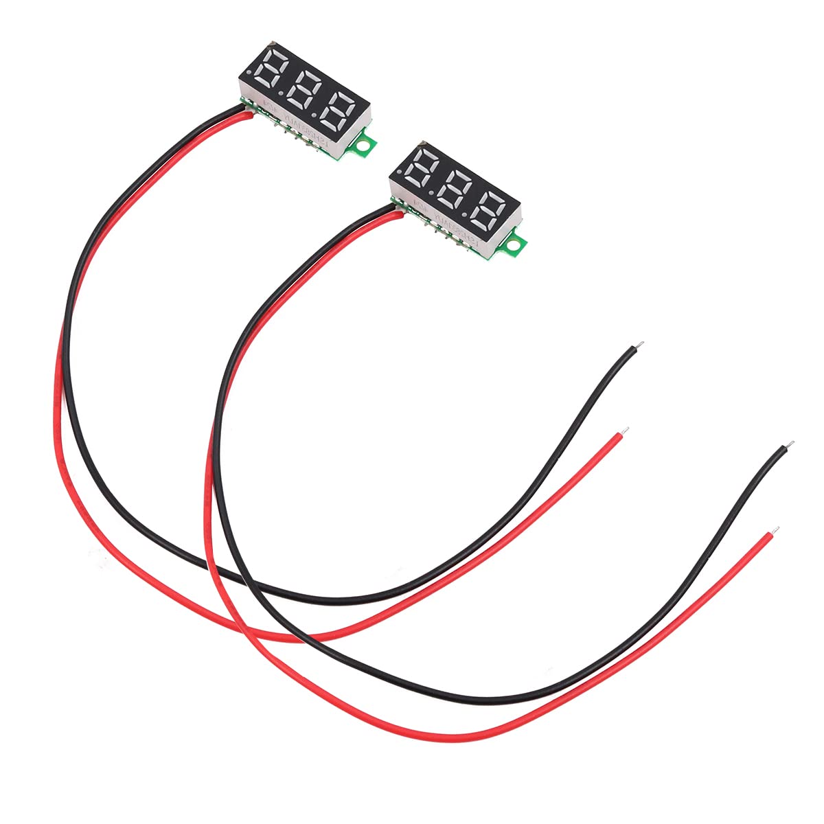 Muiltvoe 2pcs Voltage Tester,2.5V-30V Mini Digital DC Voltmeter with 0.28 inch LED Display - Green