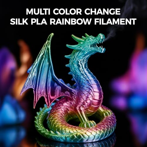 Image of Silk PLA Filament, Silk Rainbow 3D Printer Filament 1.75mm, Fast Color Change Each 8 Meters, Individually Vacuum Packed, 1KG Spool, 1kg Colorful Rainbow