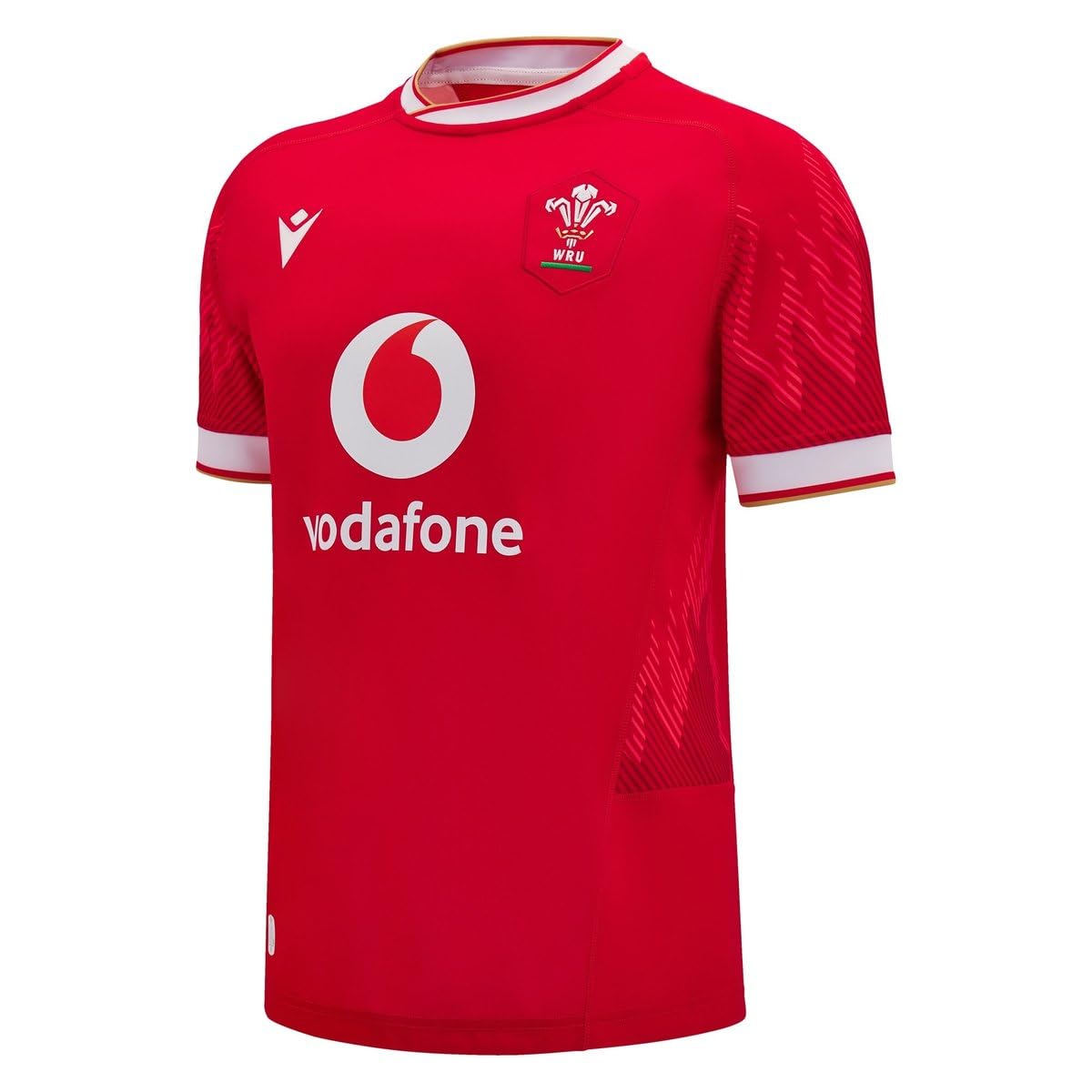 '24-'25 Wales Home Poly Replica Rugby Shirt Polyester Azerbaijan Made By: Macron Men's Red Extra Large