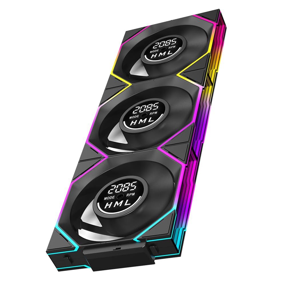 Raffreddatore per CPU ARGB con Design A Specchio Infinito con Schermo, Ventola per Case da 120 Mm, Display Digitale, Raffreddamento per Computer, 600-2100 /Min.