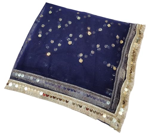 Image of Navti Creations Women's Lightweight Net Dupatta With Sequence Embroidery & Kiran Border (Length 2.25m)