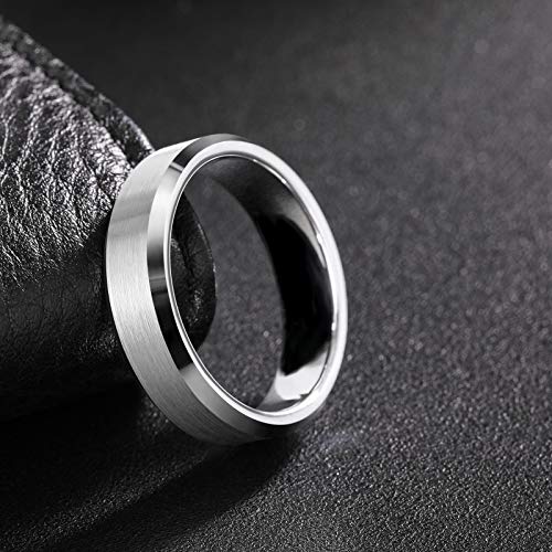 Frank S.Burton 3mm 4mm 6mm 8mm Black/Silver/Rose Gold Tungsten Rings for Women Men Wedding Band Engagement Ring Comfort Fit Beveled Edges Size 4-152