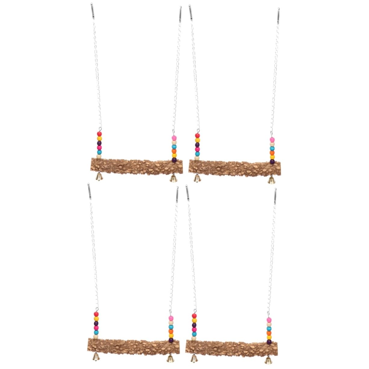 VANZACK 4pezzi Giocattoli Oscillanti Legno Per Uccelli Trespolo Per Pappagalli e Polli Attività Divertente e Comoda Per Riposo e Gioco Accessorio Naturale Per Benessere Degli Uccelli
