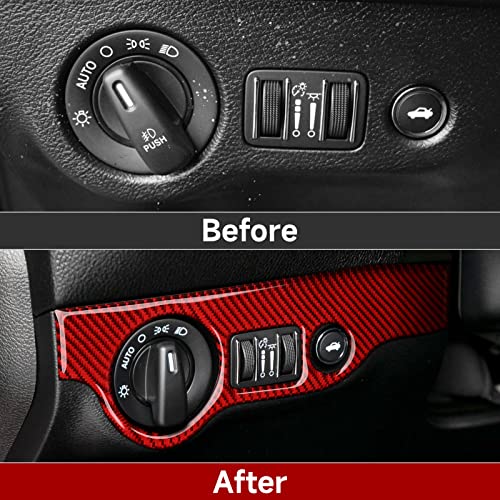 Image of Car Headlight Switch Control Decals for 2011-2023 Chrysler 300 / 300C / 300S / Limited /Touring /Base Accessories Carbon Fiber Interior Stickers