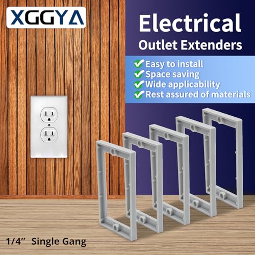 Image of 1 /4Inch Single Gang Receptacle Outlet Box Extenders,Gray,Pack of 6 | Includes 12 screws (6-32 x 1.25); Single Gang Box Extender for Electrical Outlet Box and Electrical Outlet Switches.