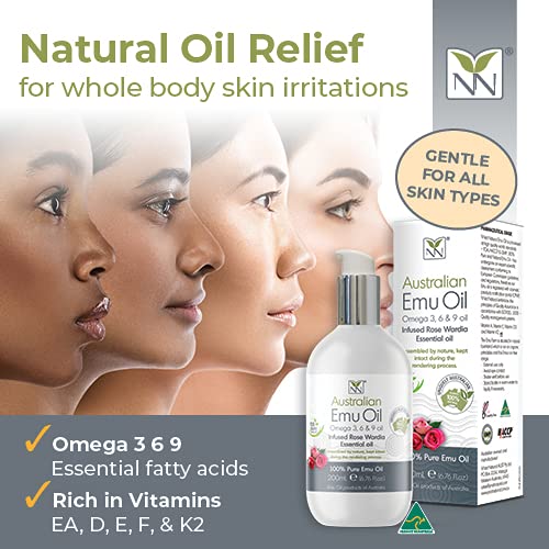 Miniatura 5 de Y-Not Natural - Aceite de emu orgánico farmacéutico 100% puro de 6.8fl oz  Aceite de omega 3, 6 y 9 aborígenes con infusión de rosa wardia para