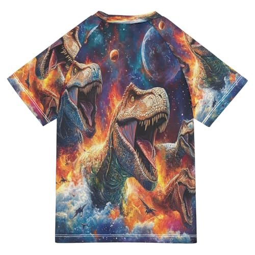 Kids Swimsuit Dinosaur Galaxy T-rex Space Sunscreen T-Shirts Swimwear Sets UPF 50+2