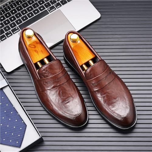 Casual Loafers for Men Pu Leather Driving Loafers Working Round Toe Wedding Non Slip Shoe Slip-on2