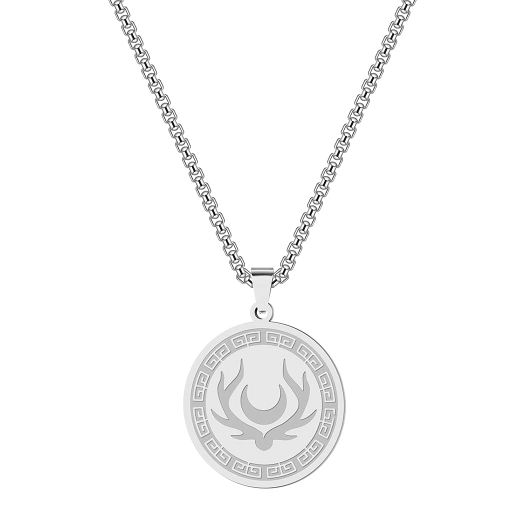 Chereda Moon Symbol Of Artemis Amulet Men Necklace Goddess Of The Hunt Greek Mythology Game Of Thrones Stainless Steel Women Necklaces, Stainless Steel, no gemstone,