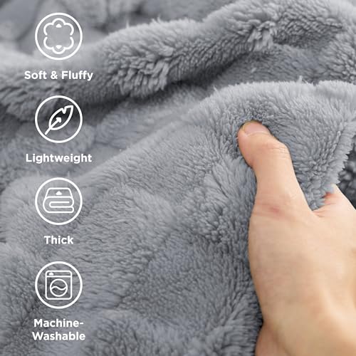 Bedsure GentleSoft Silver Grey Throw Blanket for Couch - Checkered Fleece Blankets Gifts for Women Men Girls, Cute Soft Cozy Throw for Bedroom Home Decor Gifts, 50x60 Inches