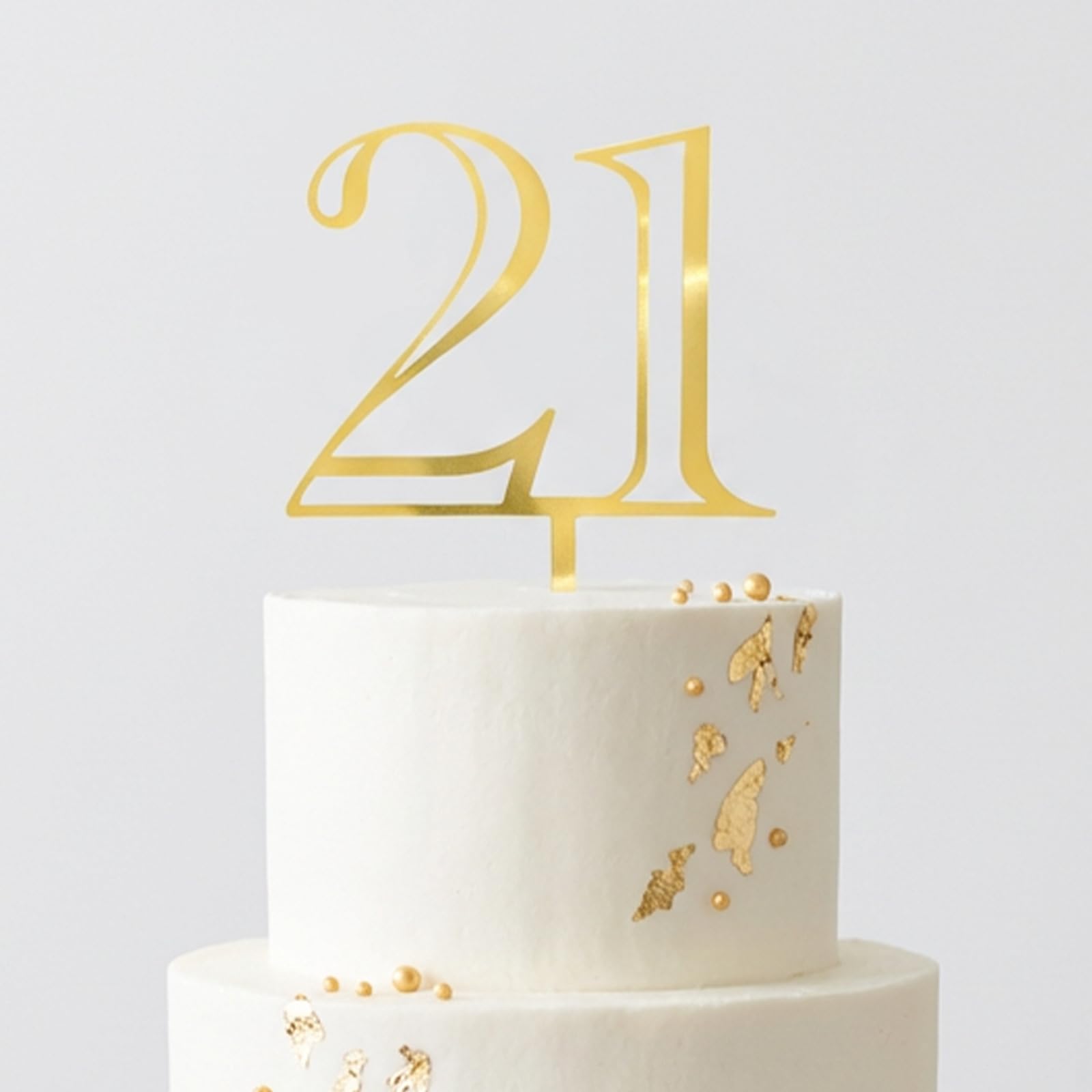 21st Birthday Cake Topper - Gold Acrylic Number 21 Decor for Adult Celebration - Elegant Reusable Cake Decoration for Parties