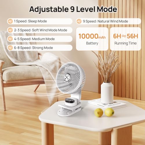 Ventilateur de table à 9 vitesses avec télécommande et éclairage LED - 5