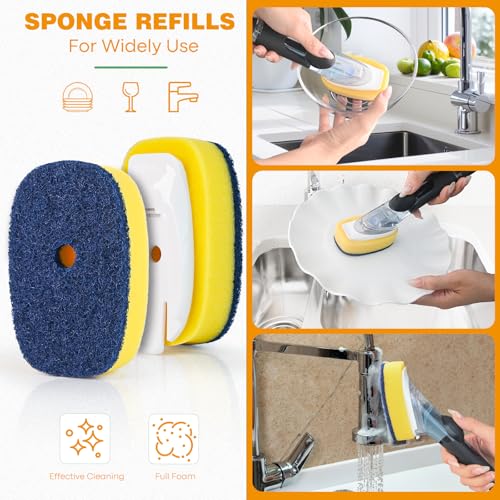 Image of Sponge Brush Refills for OXO Soap Dispensing Dish Brush - 4 Pack Dish Cleaning Soap Dispensing Head Replacement for Scrubber