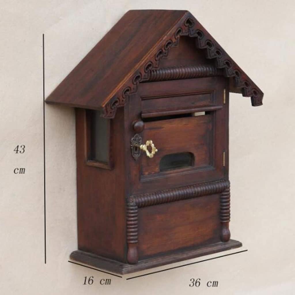 HBJWOV Elegant Wall Mounted Mail Box with Retrieval Door, Keys and Bolts
