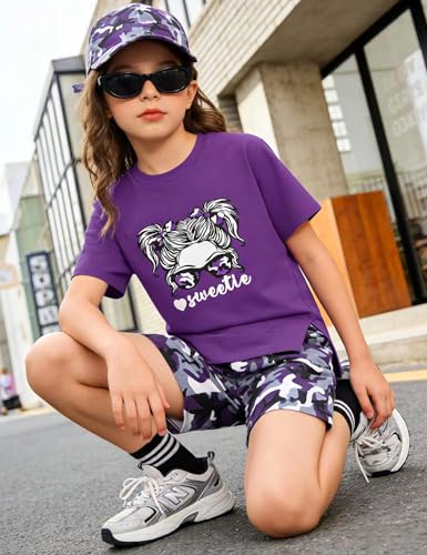 Image of Girls Clothes Short Sleeve Tie Dye Top Shorts and Pants 2PCS Girls Summer Outfits Size 6-16