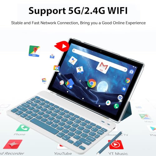 Android 15 Tablet 10 Inch, 18GB RAM+128GB ROM/2TB Expandable Tablet, 2 in 1 Tablets with Keyboard Case Mouse Stylus, 2.0GHz Quad-core CPU, 1280*800 IPS HD Screen, 5G WiFi6 BT 5.0, 8MP Camera Tablet PC - Image 4