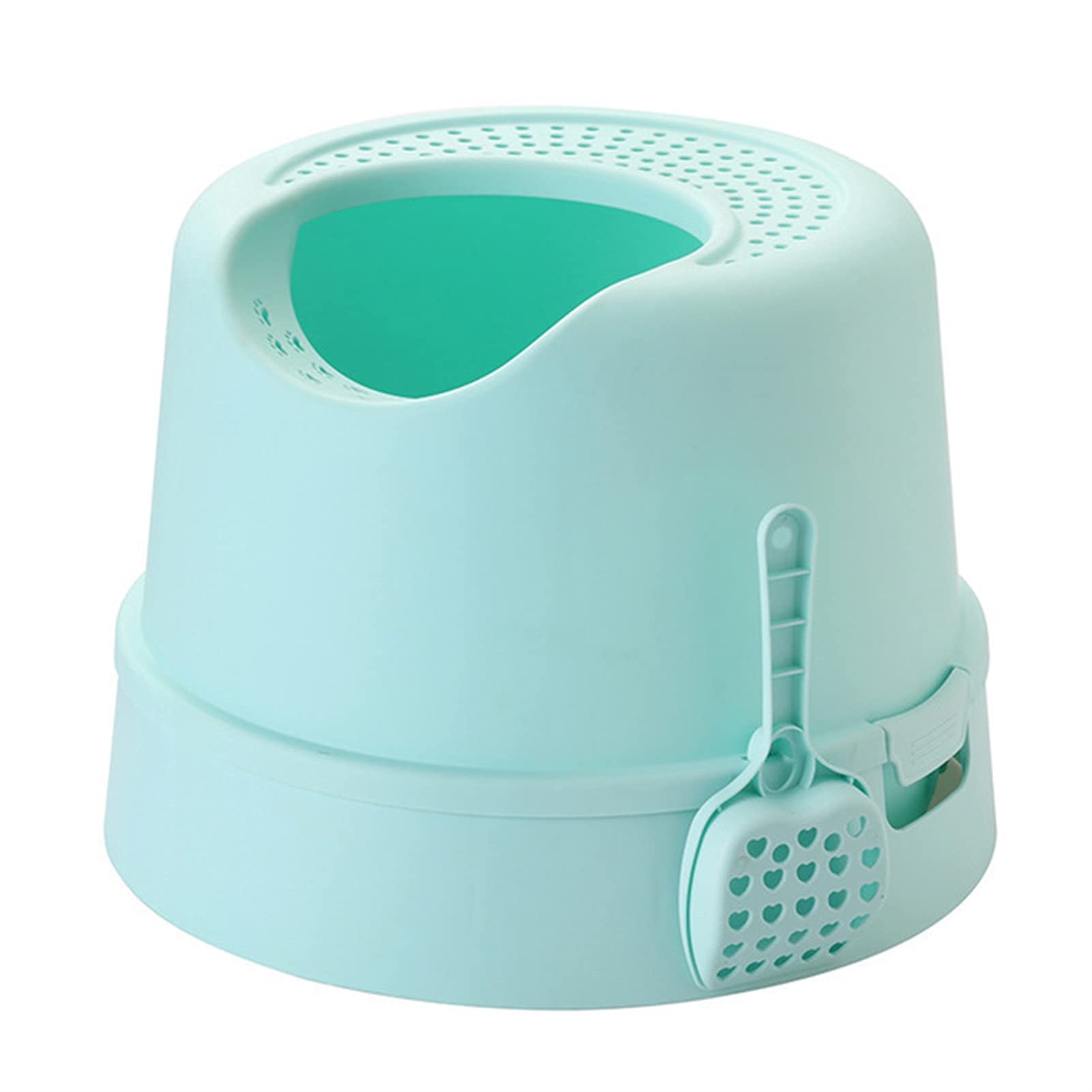 Cajas de Arena Caja de arena de gato de entrada superior con arena de gato Scoop Splash a prueba de salpicaduras de gato multifuncional Base redonda de bandeja desmontable Material PP Arenero ​Gatos