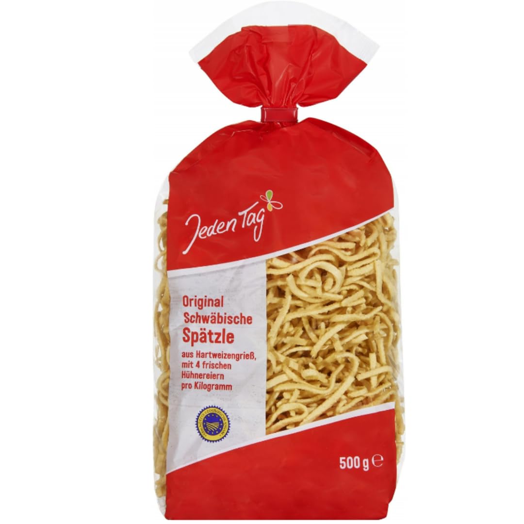 Jeden Tag Original schwäbische Spätzle 500 Gramm x 12 STÜCK + Tress Original Hausmacher Schabspätzle 500 Gramm x 2 Stück, Birkel's No. 1 Schwäbische Spätzle Pasta Nudeln 500 gramm x 2 Stück
