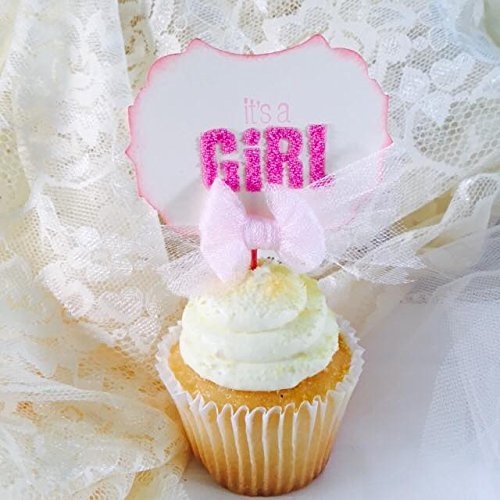 It's A Girl Baby Shower Cupcake Topper Set of 10