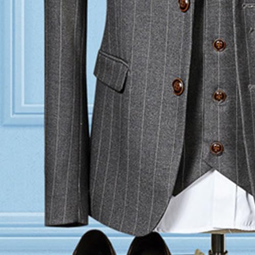 Stripes Suits for Business Wedding Prom Mens Pinstripe 3 Piece Suit Classic Fit 2 Button Slim Fit Striped Suit3