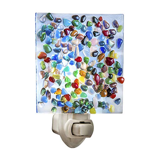 J Devlin Glass Art Stained Glass Night Light, Multi Color, Plug in nightlight for Bedroom/Bathroom/Nursery/Kitchen Home Decor NTL 148