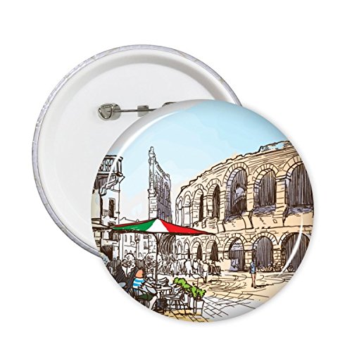 Badge bouton rond Italie Colisée illustration touristique 5 pièces taille S pour vêtement et sac