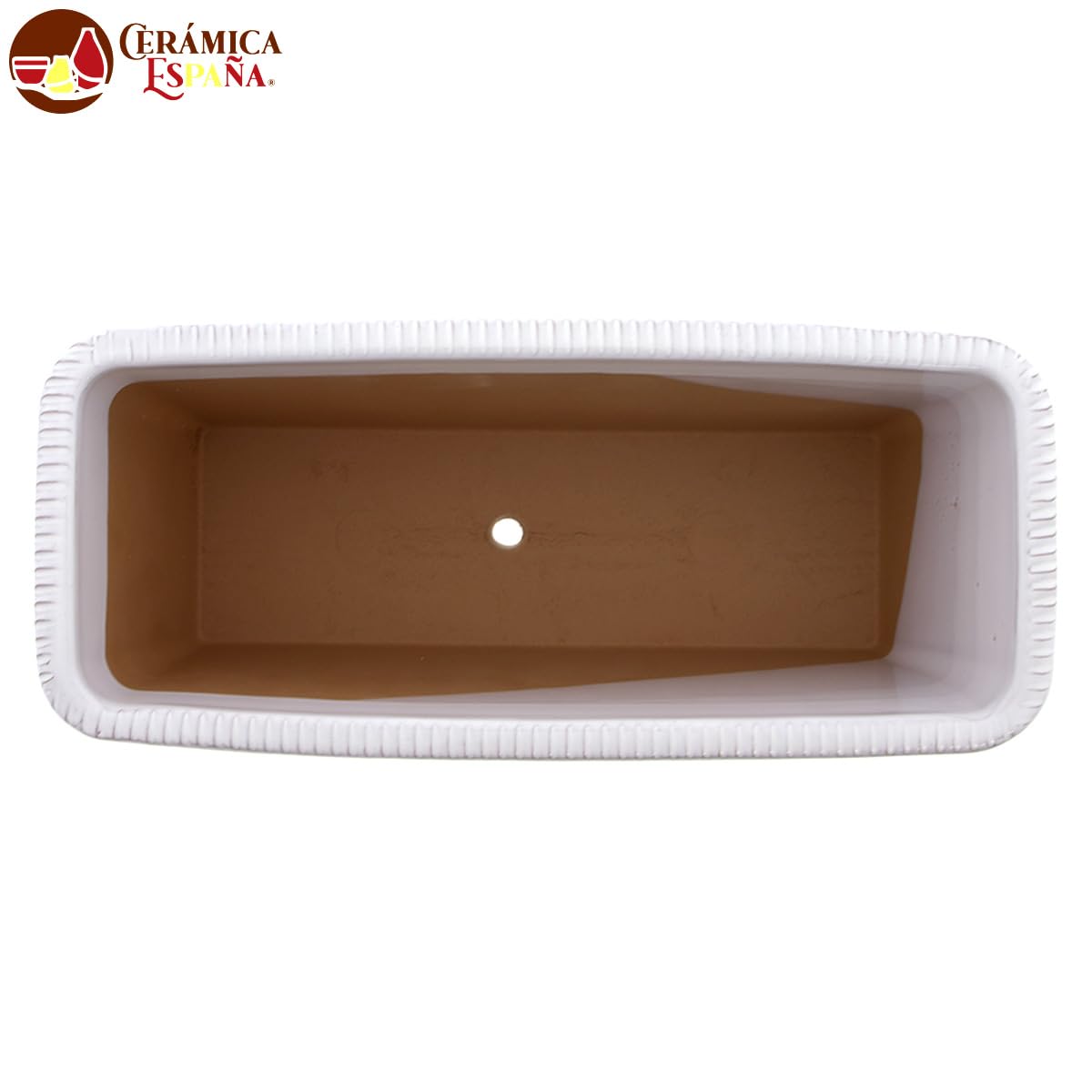 HISZPANIA CERAMICA | Sadzarka | Sadzarka balkonowa | Zewnętrzna sadzarka | Prostokątna Sadzarka | Sadzarka urządzona gładka biała - Model J02 | 30x13x13 cm