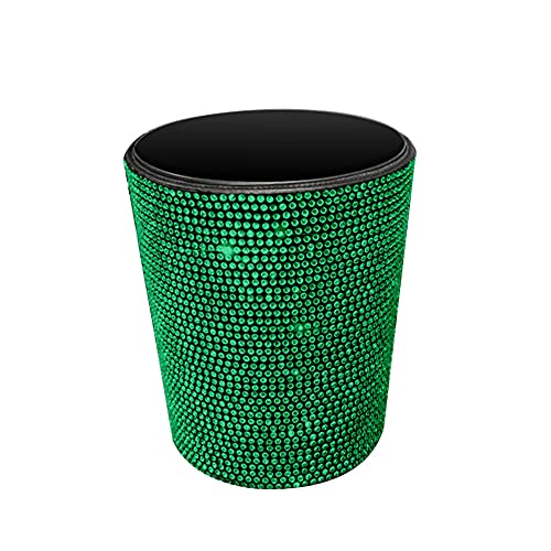 Image of Bling Car Garbage Trash Can,Glitter Diamond Trash Container Hanging Garbage Bin Multifuntional Organizer Storage Box Universal Dustbin Garbage Container,Green