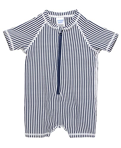 Image of RUGGEDBUTTS Baby/Toddler Boy Swimsuit, One Piece Zipper Rash Guard Sunsuit with UPF 50+ Sun Protection