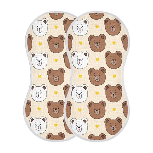 Cartoon Bear Head Muslin Burp Cloths for Baby 4-Layer Absorbent Cotton Large 22