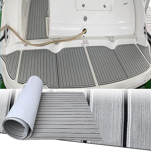 Hzkaicun Eva Schaum Boot Bodenbelag Marine rutschfeste Matte 240x55cm Selbstklebend Teakholzimitat Deck Teppich für Boote Schiffsdecks Yachtboden Schwimmbad Motorboot Schnellboot Kajak