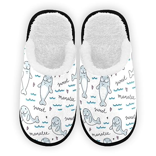Cute Cartoon Manatee Slippers Memory Foam Non-Slip Indoor House Slippers Bedroom Hotel Home Shoes for Women Men2