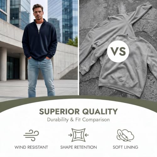 Fleece Sweatshirt Men Comfy Quarter Zip 1/4 Zip Pullover Sweat Shirts - image 6