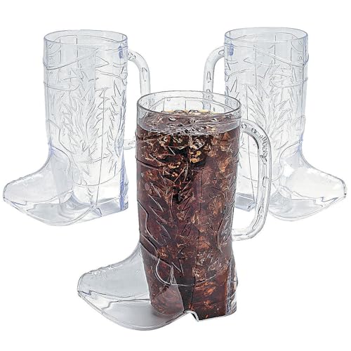 Image of Fun Express Cowboy Boot Cups Clear Plastic 17oz 12 Pack