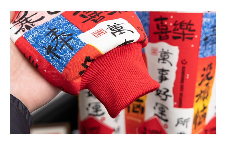 Chinese New Year boys fleece thermal hoodie fashion Red lucky long sleeve top3