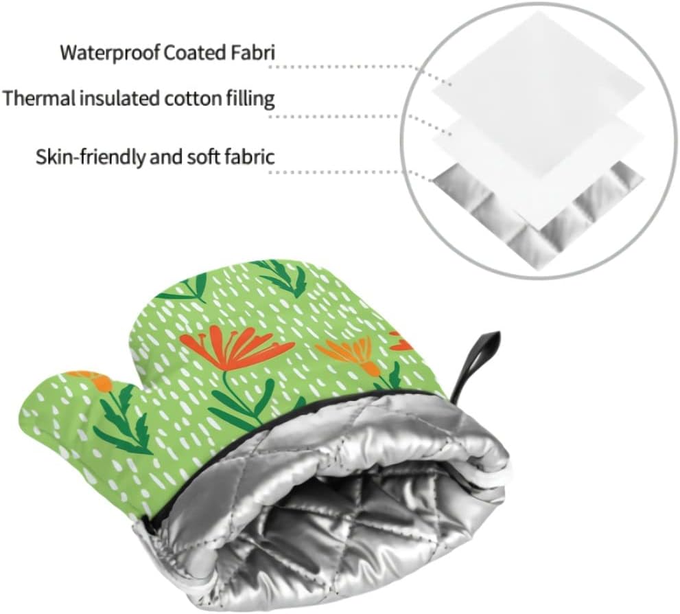 Oven Mitts and Pot Holders Sets Funny Printed Gloves Cooking Baking Grilling Set of 4