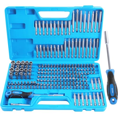 TECPO Universal Bitsortiment Koffer, 208-teilig Bitsatz Bit-Set Zubehör Bohrschrauber Schraubendreher Bit-Sortiment Schrauber Bitset