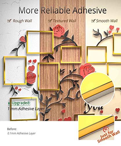 Decorsmart Heart Family Tree Wall Decor Picture Frame Collage Golden Removable 3D Diy Acrylic Wall Stickers For Living Room With Rose And Quote Love You #TOP3