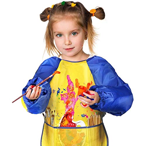 Liwein Kids Art Schorten, 4 pack Kunstenaar Schilderen Schorten Lange Mouwen met 3 Ruime Zakken Waterdichte Kids Play… - Image 6