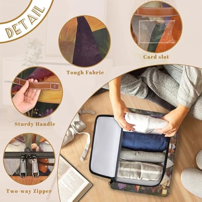 Storage Baskets with Lid Dwarf Mushroom Storage Bins Storage Box Collapsible Canvas Closet Shelf Basket Toy Book Clothes Organizer 1 pack