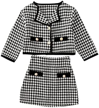 WDIRARA Toddler Girl’s 2 Piece Houndstooth Button …