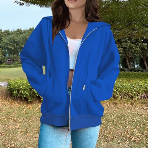 OIOLOYJM Zipper Hoodies for Women Long Sleeve Oversized Sweatshirts Y2k Drawstring Soft Jacket 2025 Fall Fashion with Pockets