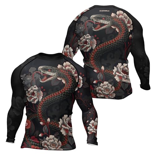 Snake Men’s No‑Gi Compression Rash Guard – Long Sleeve MMA Base Layer for Grappling Muay Thai Jiu Jitsu