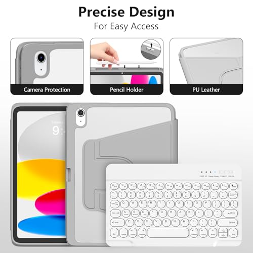Image of besky Keyboard Case for iPad A16 11th /10th Gen 11 /10.9 Inch, 360 Rotatable