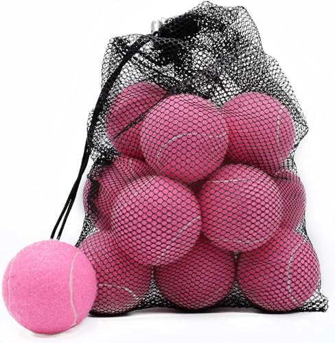 Magicorange Tennisbälle, 20 Stück, fortgeschrittene Trainings-Tennisbälle, Übungsbälle, Haustier-Hund-Spielbälle, kommen mit Netztasche für einfachen Transport (Rosa)