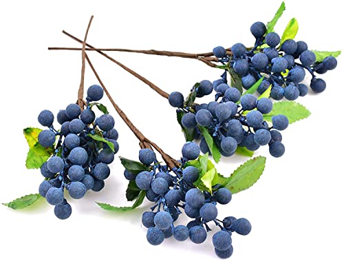 Huianer Artificial Berries, 4Pcs Simulation Flowers Artificial Blueberry With Stems Lifelike Fruits Fake Blueberries For Valentine's Day Wedding Diy Bridal Bouquet Home Kitchen Party Decoration #TOP25