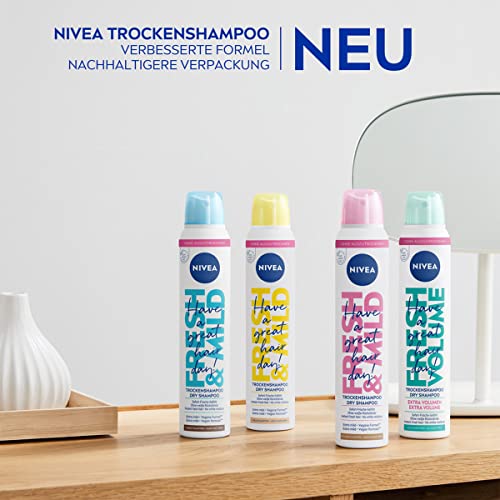 NIVEA Trockenshampoo Fresh & Mild (200 ml), extra mildes Trockenshampoo Spray für helle Haartöne mit angenehmem Duft, Trockenhaarshampoo für sofortige Frische (Packung mit 2)