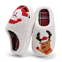 IceUnicorn Kids Slippers Boys Girls Warm Winter House Slippers Big Little Kids Non-Slip Soft Plush Memory Foam Home Shoes for Indoor Outdoor(Santa,32/33)